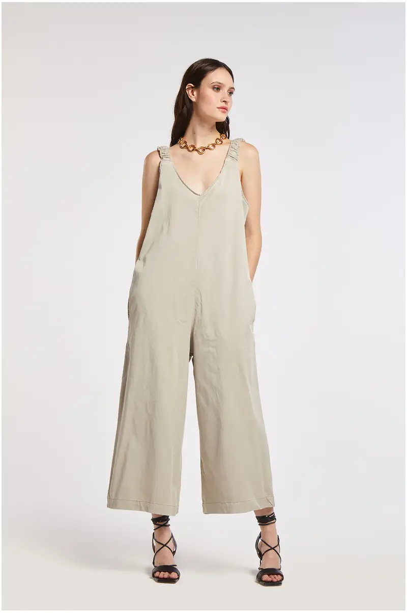 ampia tuta over in tencel gesso m