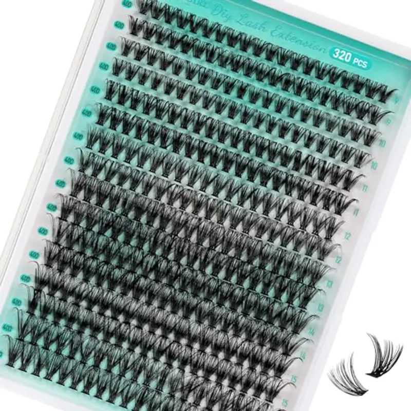 AMZGIRL LASH Ciglia individuali 320Pcs 40D Extension ciglia morbide, ciglia individuali DIY Eyelash Extension Ciglia a