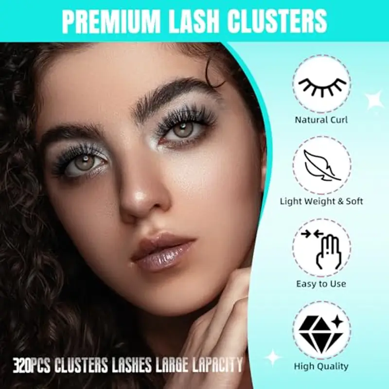 AMZGIRL LASH Ciglia individuali 320Pcs 40D Extension ciglia morbide, ciglia individuali DIY Eyelash Extension Ciglia a miniatura 2