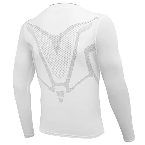 AMZSPORT - Maglia a Compressione a Maniche Lunghe da Uomo, Funzionale, da Usare sotto Altri Indumenti, Colore Bianco miniatura 2