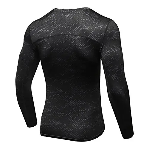 AMZSPORT, Maglietta da Uomo a Compressione, a Maniche Lunghe, Funzione Baselayer Schwarz miniatura 2