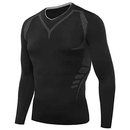 AMZSPORT, Maglietta da Uomo a Compressione, Maglia Termica Manica Lunga, Funzione Baselayer, AMZB00