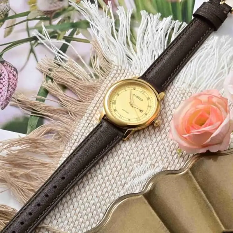 Anbeer 20mm cinturino piatto e sottile in vera pelle, cinturino di ricambio a sgancio rapido, marrone scuro con fibbia miniatura 2