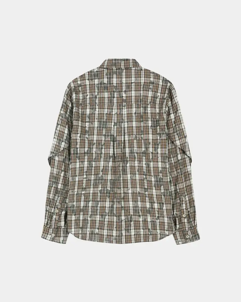 Camicia a check con rotture nero/beige miniatura 2