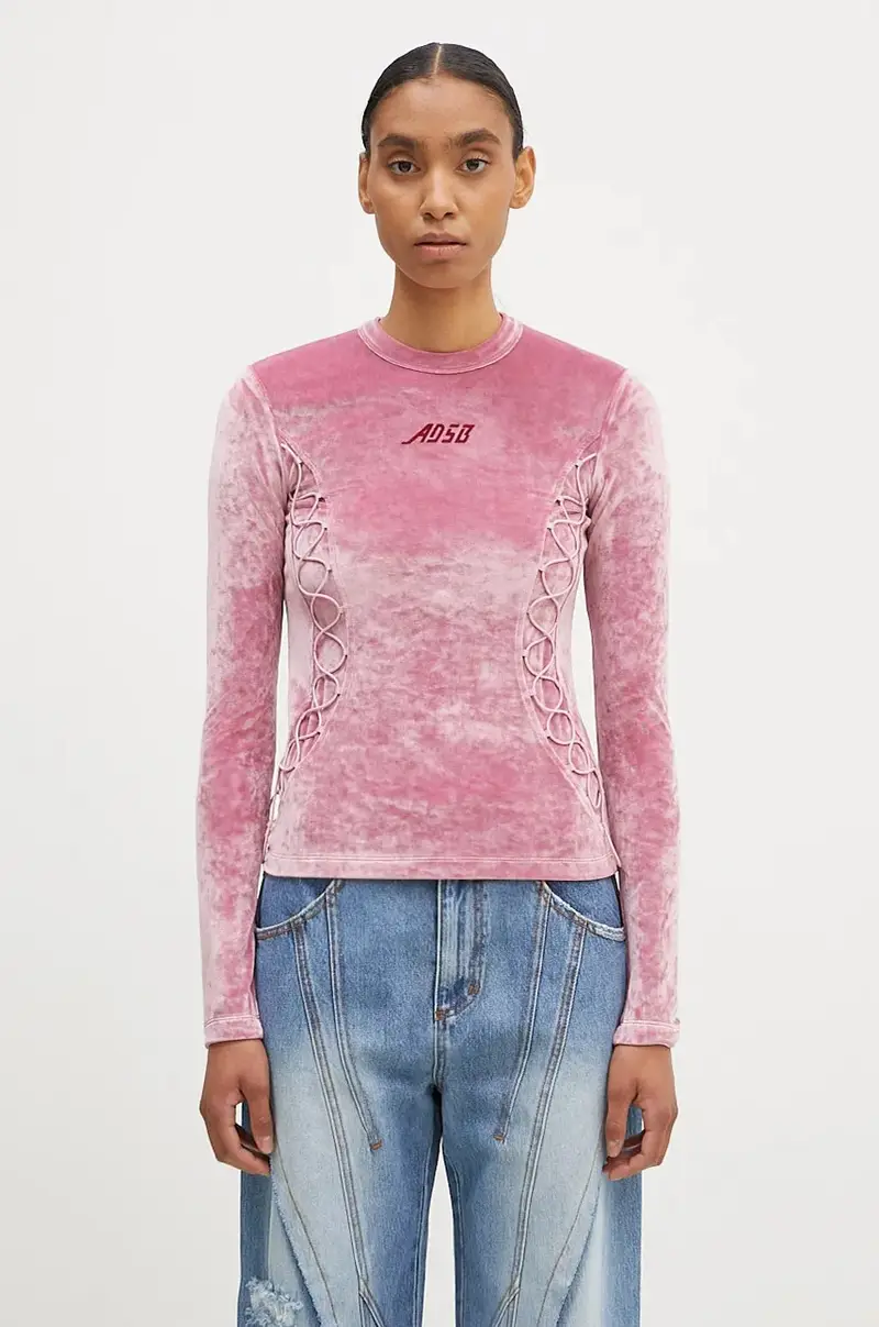 camicia a maniche lunghe Velvet Lace Up Longsleeve colore rosa atb1206w