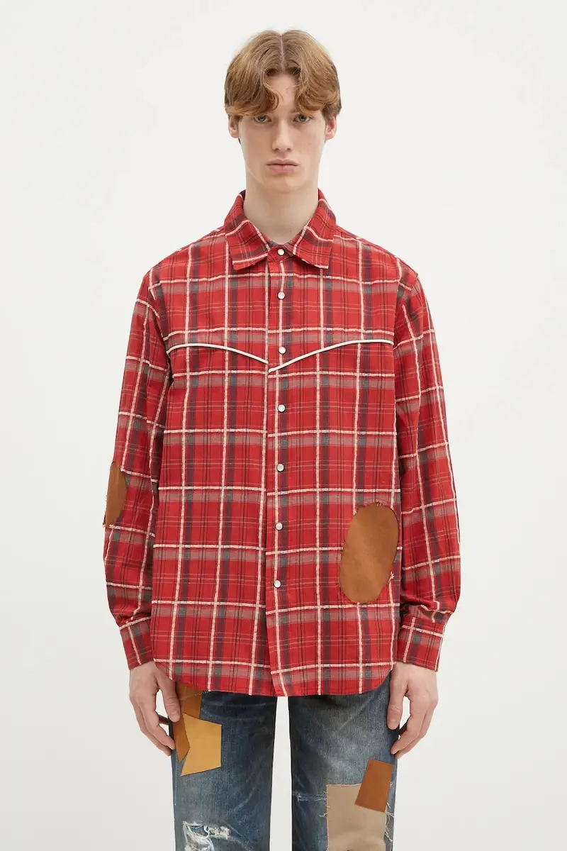 camicia Noah Patch Check uomo colore rosso atb1238m