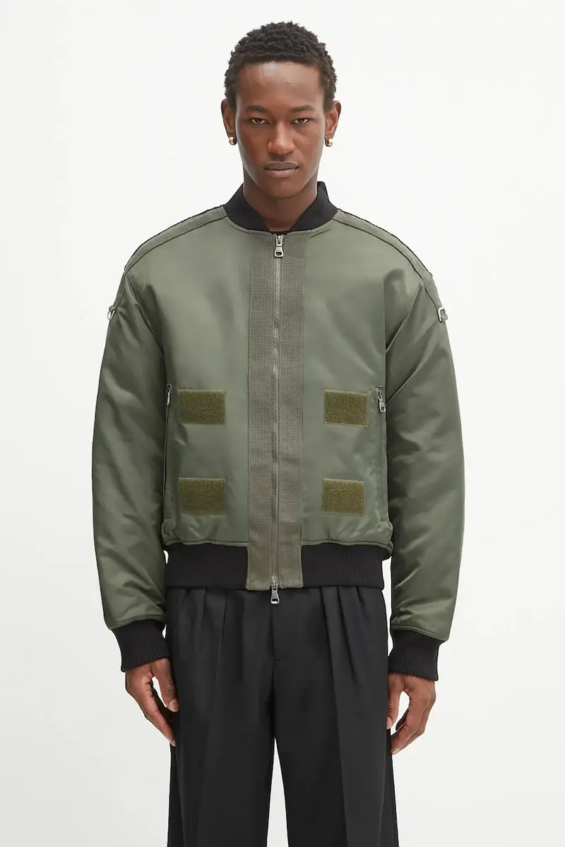 giacca bomber Flight Layered Washed Bomber colore verde awa708m