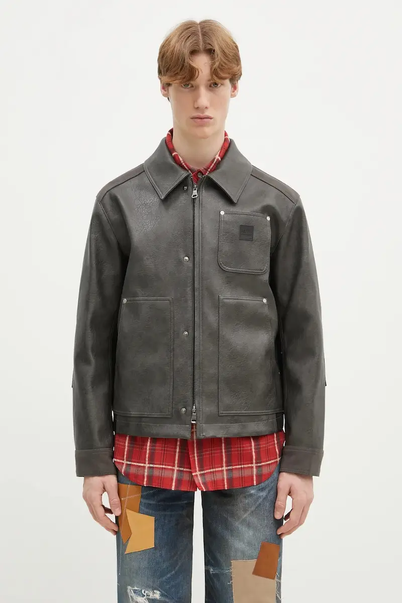 giacca Faux-Leather Carpenter colore grigio awa682m