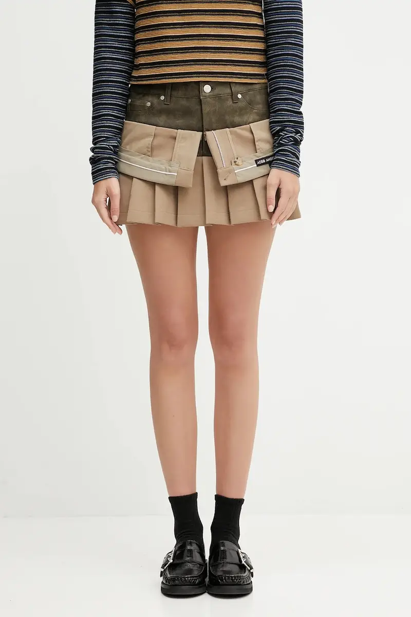 gonna in lana Inside Out Pleats colore verde apa845w