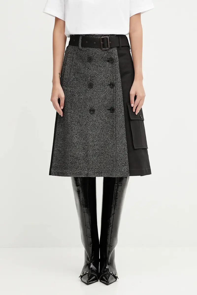 gonna in lana Whitney Trench Pleats colore nero apa848w