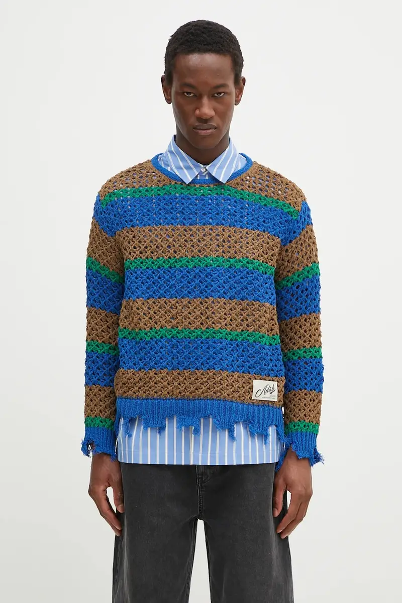 maglione Damaged Stripe Boatneck uomo colore marrone atb1239u