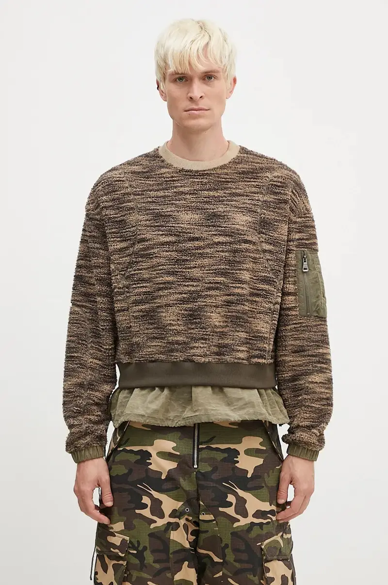 maglione Layered Fleece Sweater colore verde atb1171m