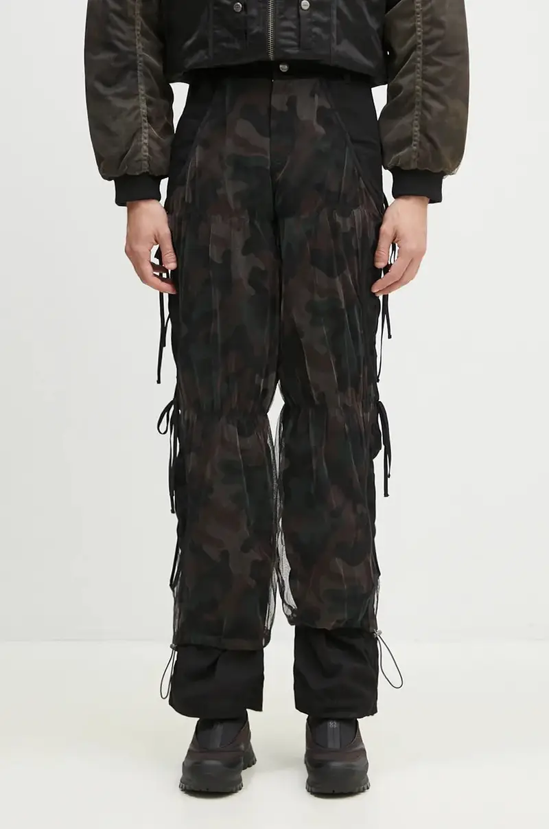 pantaloni Camouflage Mesh Layered Tying Pants uomo colore nero apa767wl
