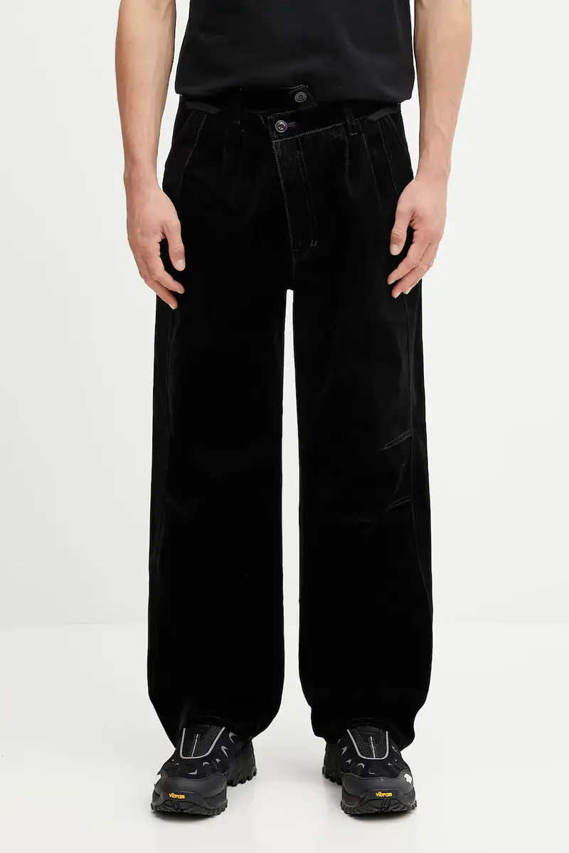 pantaloni in velluto Crossover Carpenter Wide-Leg uomo colore nero apa835m