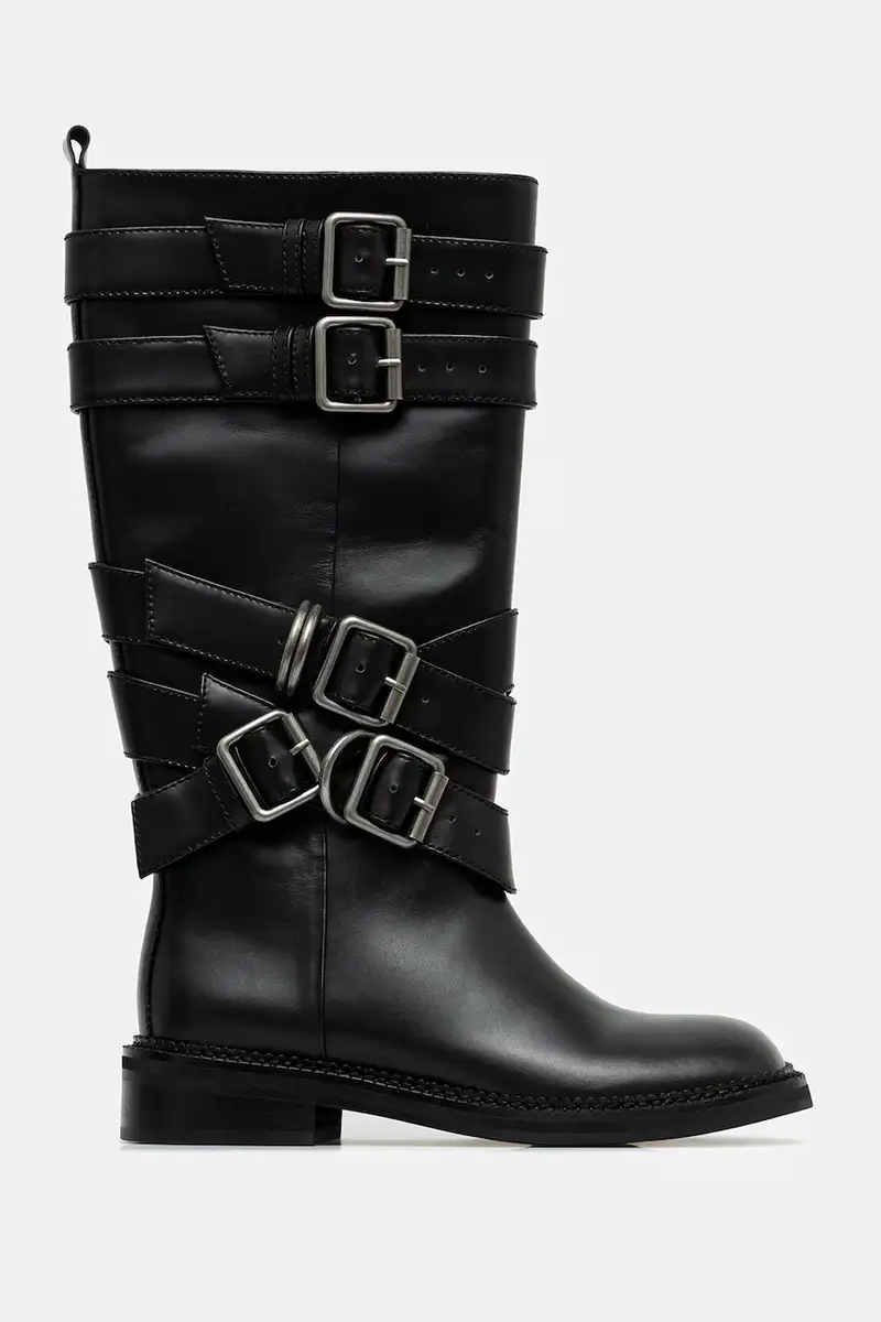 stivali in pelle Layered Strap Boots donna colore nero aaa483w miniatura 2