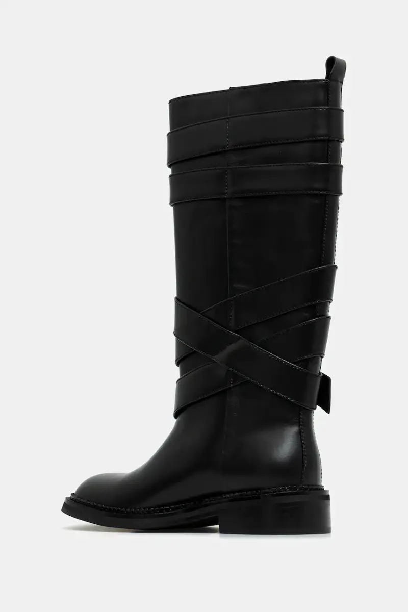 stivali in pelle Layered Strap Boots donna colore nero aaa483w miniatura 3