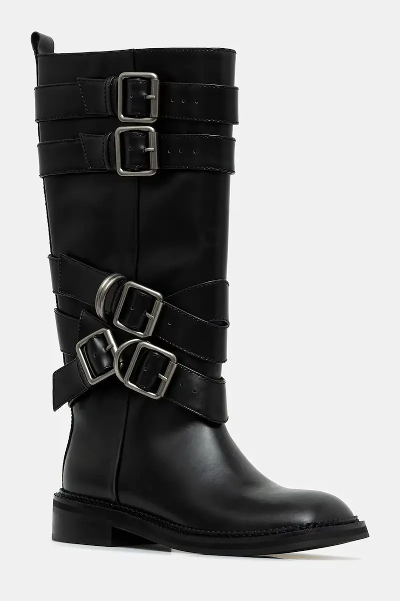 stivali in pelle Layered Strap Boots donna colore nero aaa483w