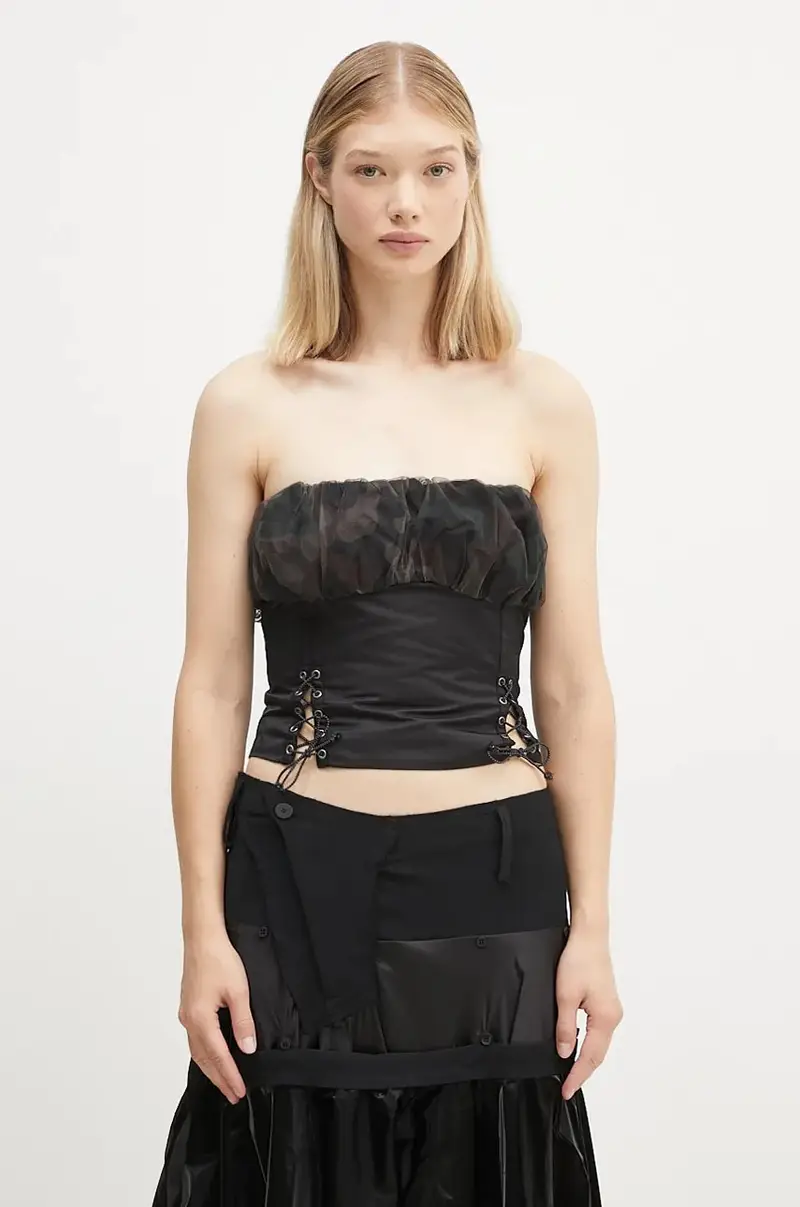 top Isla Shirred Crop Bustier colore nero atb1190w