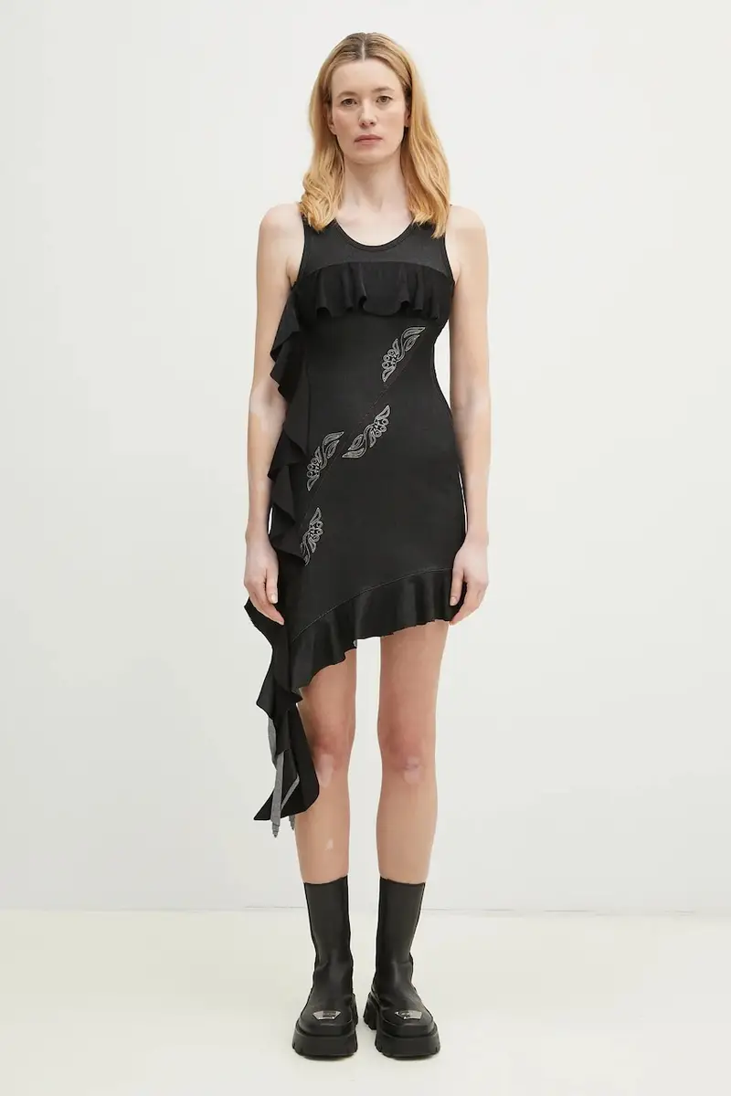 vestito Flow Ruffle colore nero atb1266w