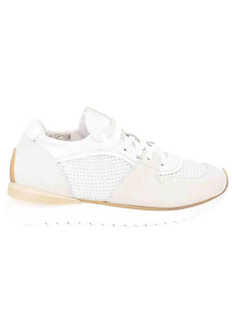 Sneakers donna in pelle e tessuto bianco fondo running Donna RUFFLE 101