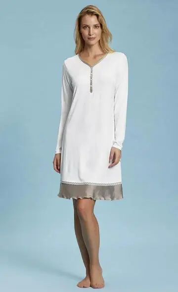 Camicia da notte donna in viscosa e raso Andra 7399