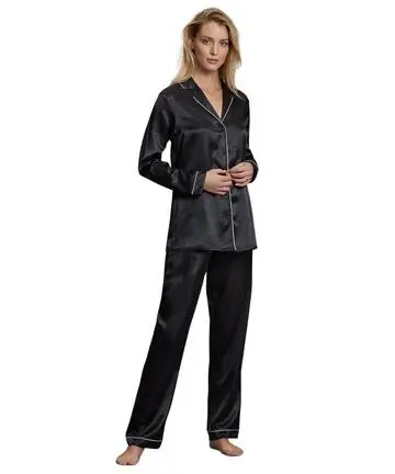 PIGIAMA LUNGO APERTO RASO DONNA ANDRA 8334