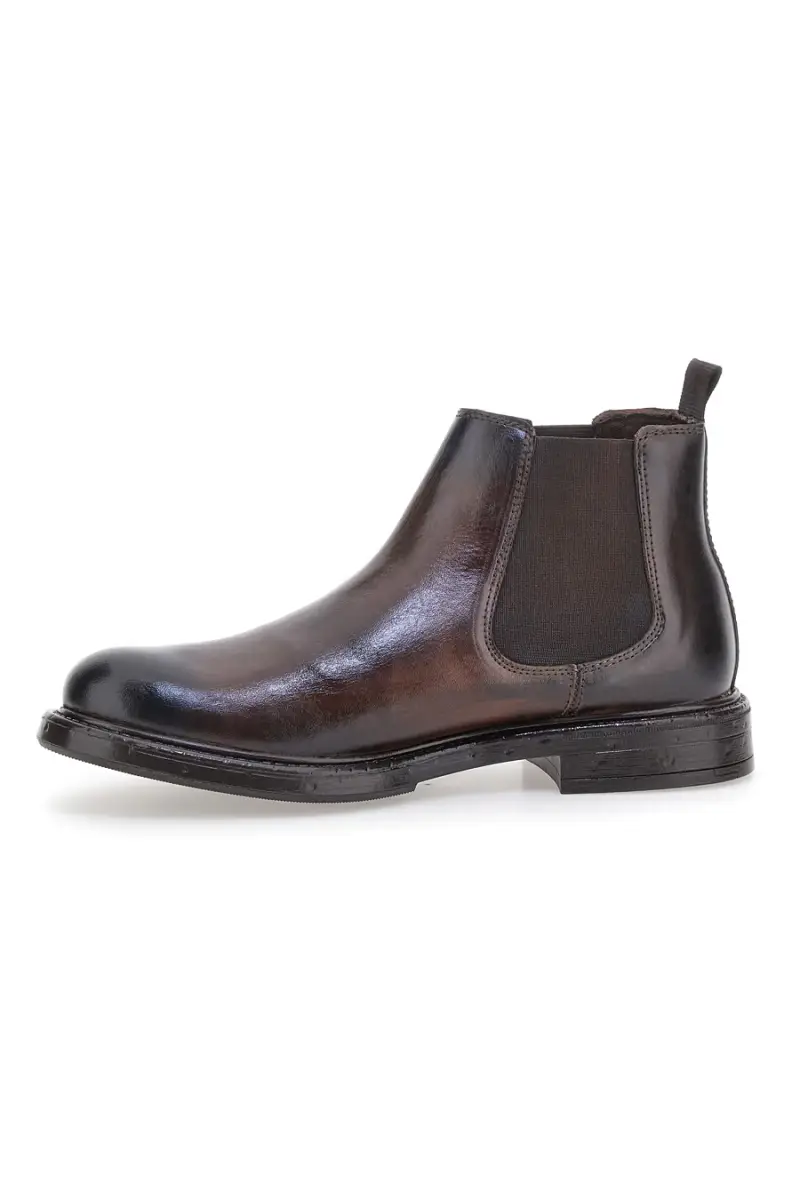 Chelsea boots marroni con inserti elastici Andrea Bruni OM08 [MARRONE] miniatura 4