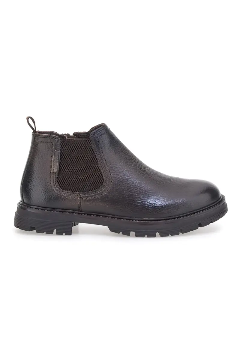 Chelsea boots marroni con zip e inserti elastici Andrea Bruni 72053 [MARRONE]