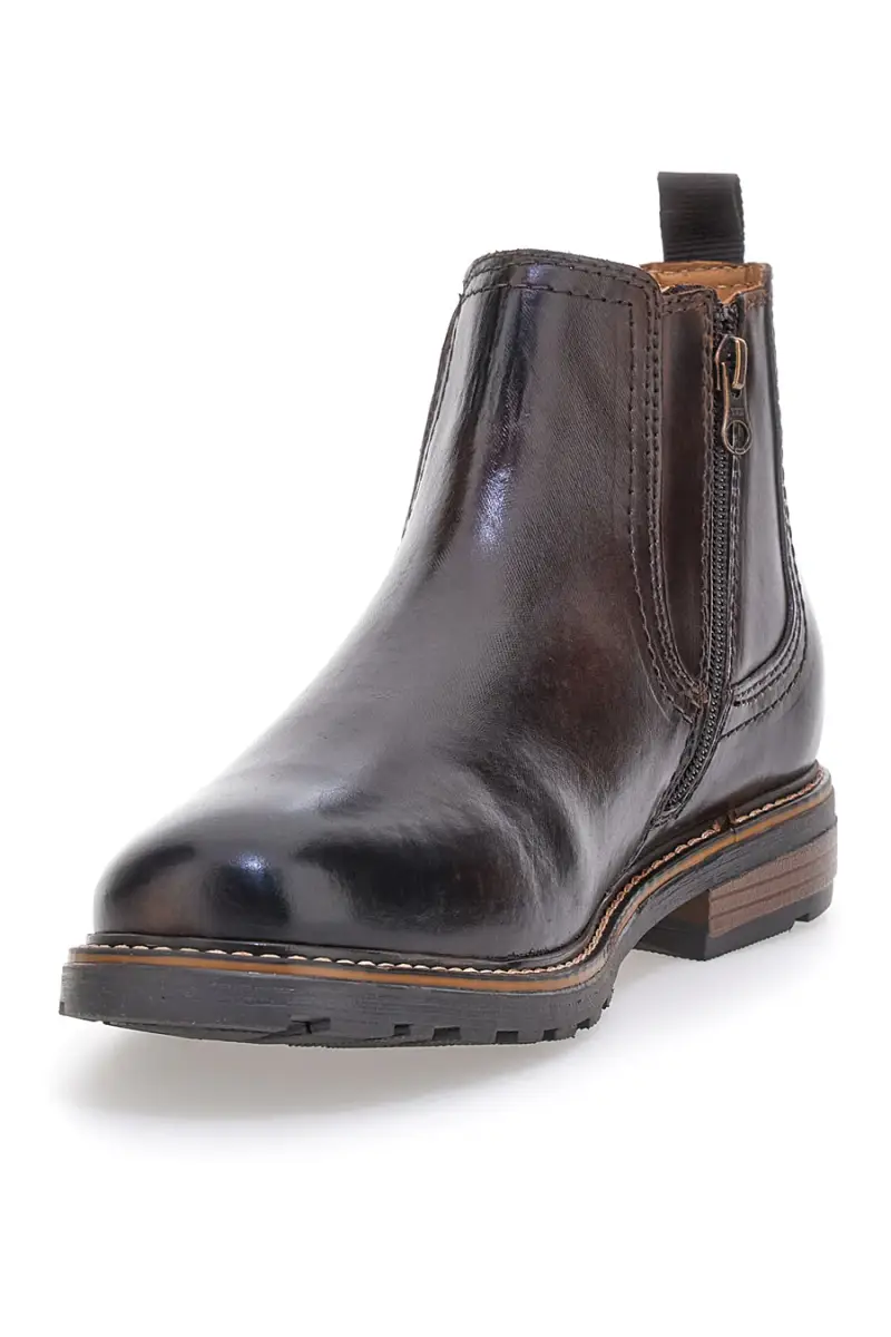 Chelsea boots marroni con zip e inserti elastici Andrea Bruni LK02 [MARRONE] miniatura 3