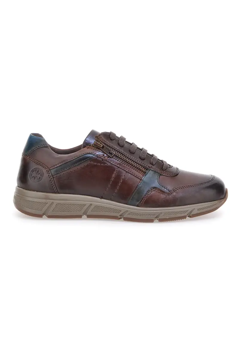 Scarpe da uomo marroni in pelle con zip Andrea Bruni AM901 [MARRONE]