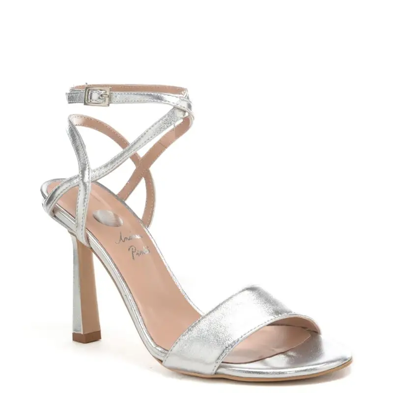 sandali alti da donna con fascette a incrocio alla caviglia argento miniatura 3