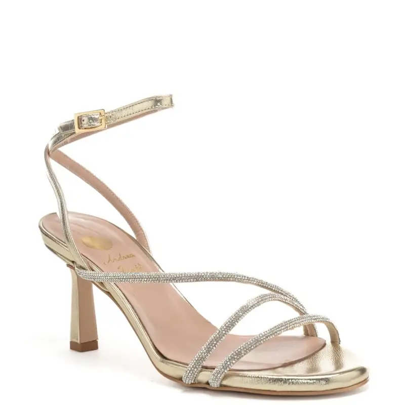 sandali da donna con fascette tubolari con micro strass platino miniatura 3