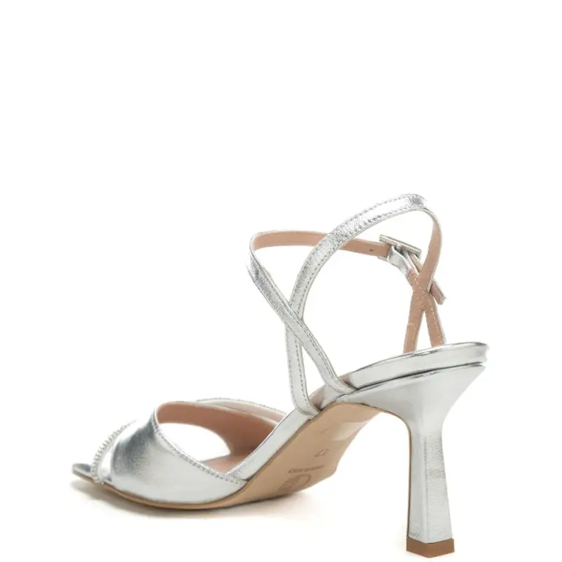 sandali da donna con fascia e strass argento miniatura 3