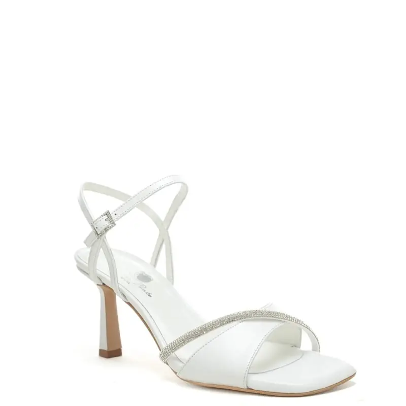 sandali da donna con fascia e strass bianco perlato miniatura 3