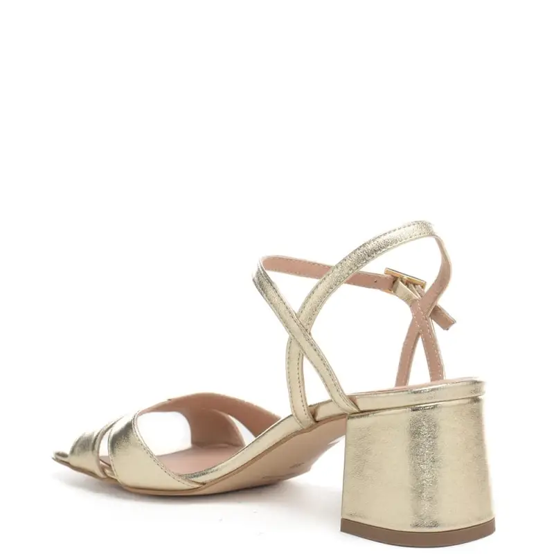 sandali da donna con tacco a blocco e fasce a incrocio platino miniatura 2