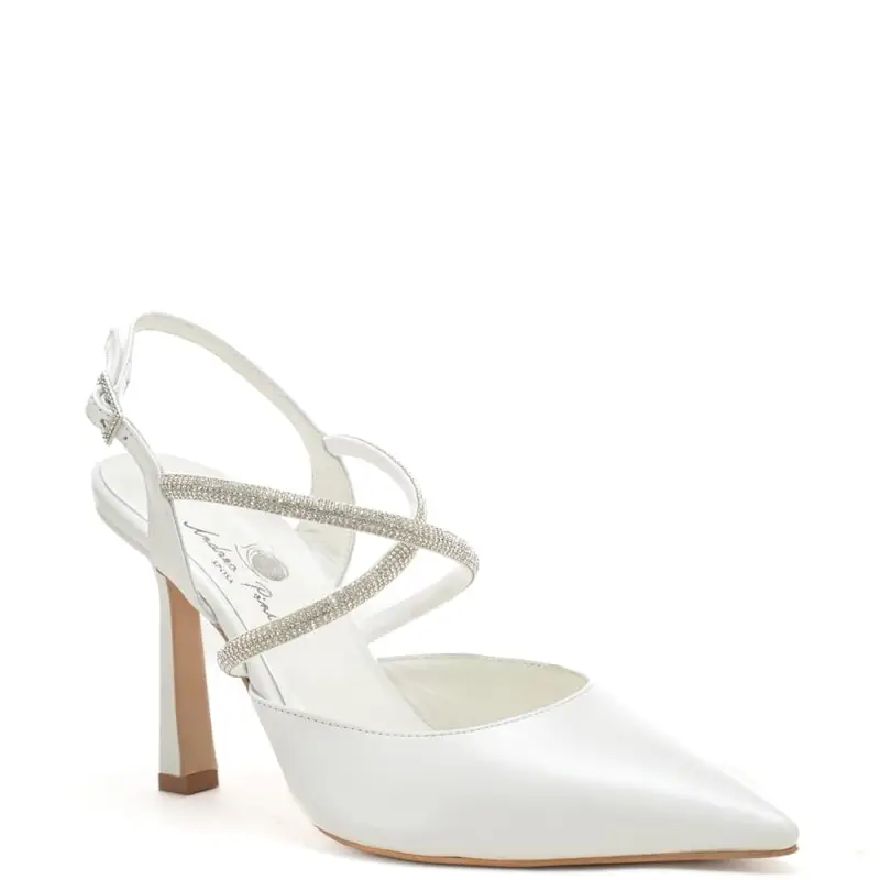 scarpe alte da donna chanel con fasce tubolari a incrocio con micro strass bianco perlato miniatura 2