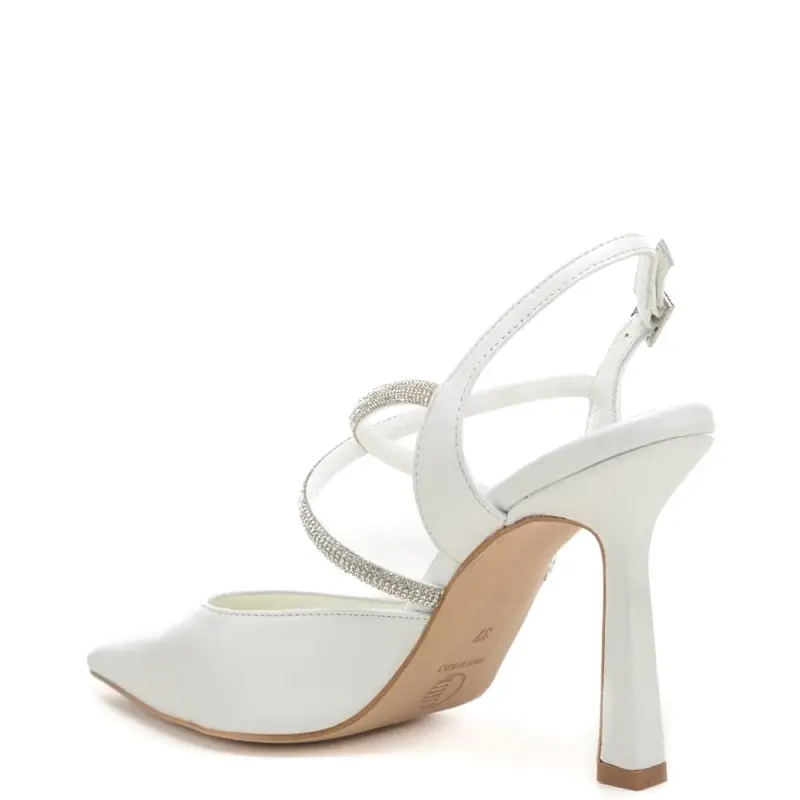 scarpe alte da donna chanel con fasce tubolari a incrocio con micro strass bianco perlato miniatura 3