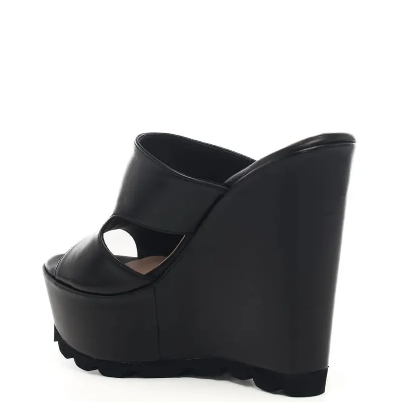 Andrea Pinto scarpe alte da donna con suola seghettata nere miniatura 3