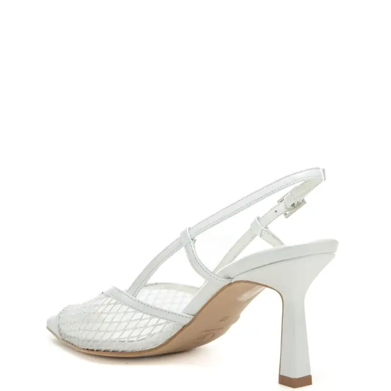 scarpe da donna chanel a rete con fibbia con microstrass bianco perlato miniatura 3