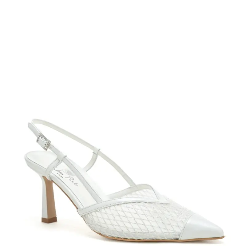 scarpe da donna chanel a rete con fibbia con microstrass bianco perlato miniatura 2