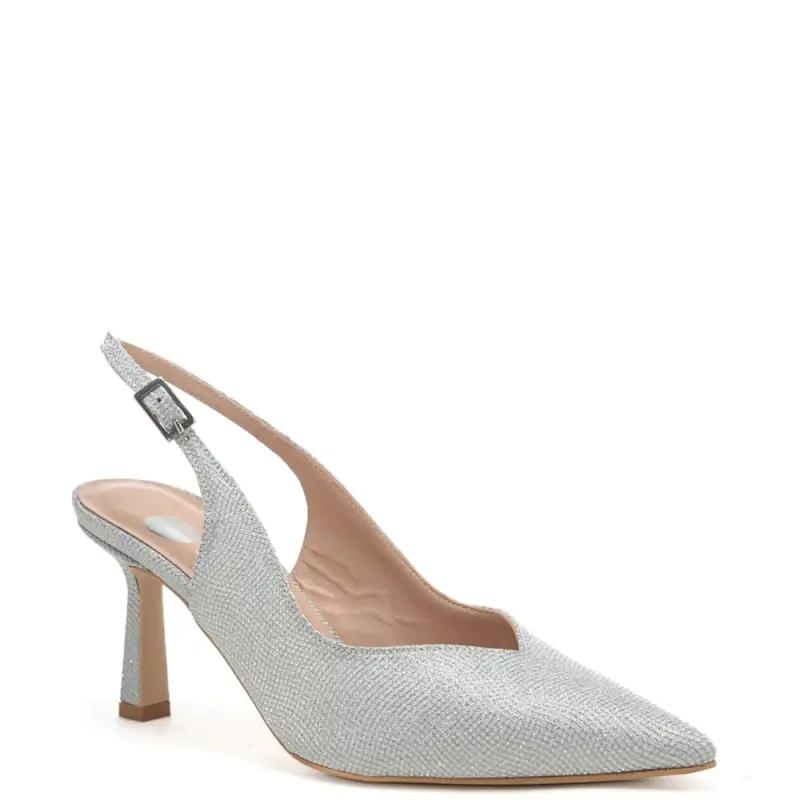 scarpe da donna chanel a v classica in lurex argento miniatura 3