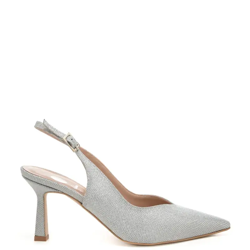 scarpe da donna chanel a v classica in lurex argento