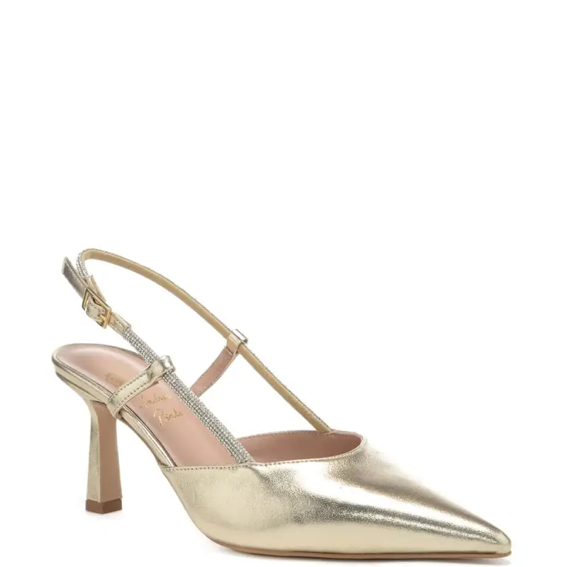 scarpe da donna chanel con bacchettine e cinturino tubolare con strass sulla parte esterna platino miniatura 2