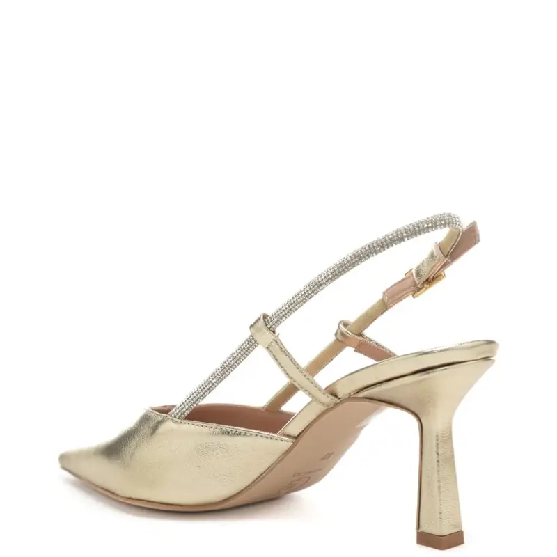 scarpe da donna chanel con bacchettine e cinturino tubolare con strass sulla parte esterna platino miniatura 3