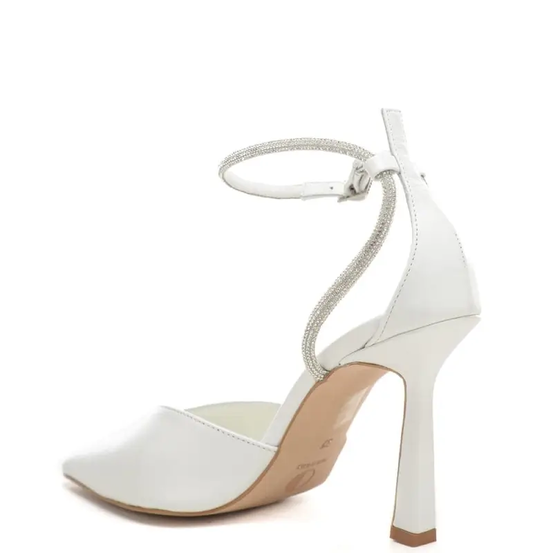 scarpe da donna chanel con bracciale strass alla caviglia bianco perlato miniatura 2