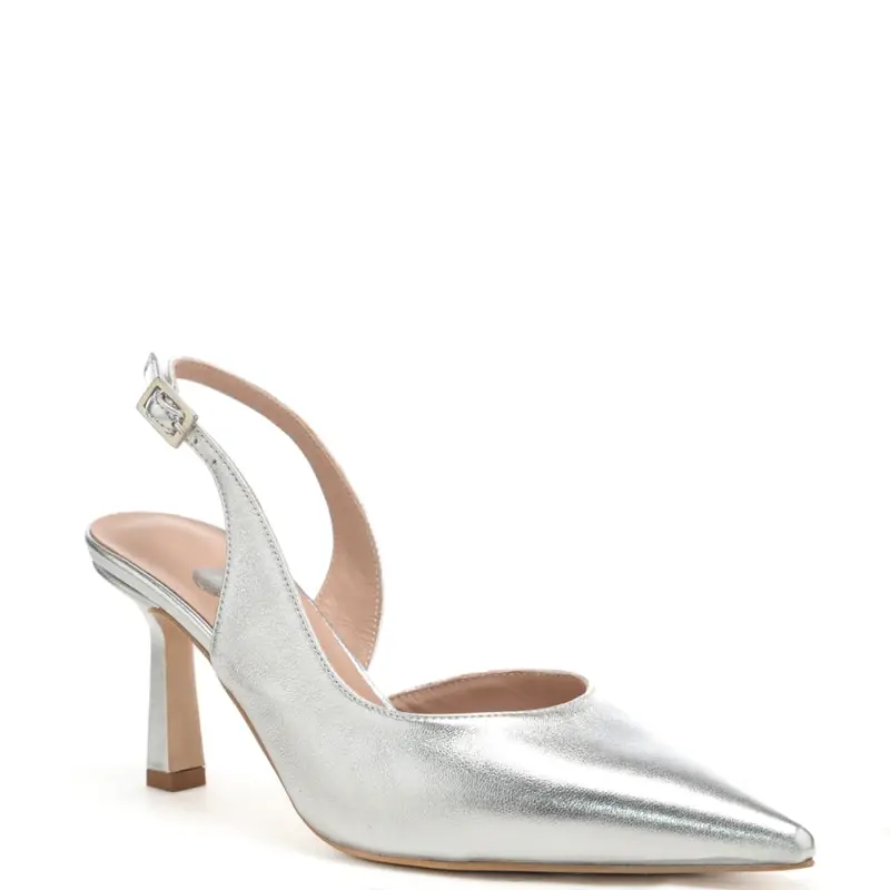 scarpe da donna chanel con design semi aperto e tacco a rocchetto argento miniatura 2