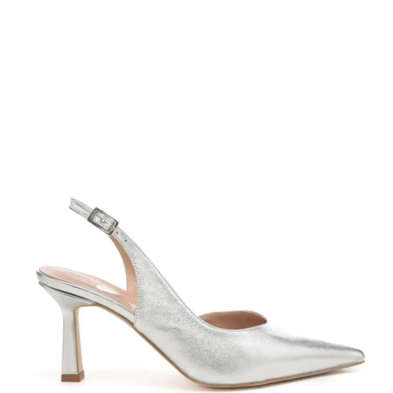 scarpe da donna chanel con design semi aperto e tacco a rocchetto argento