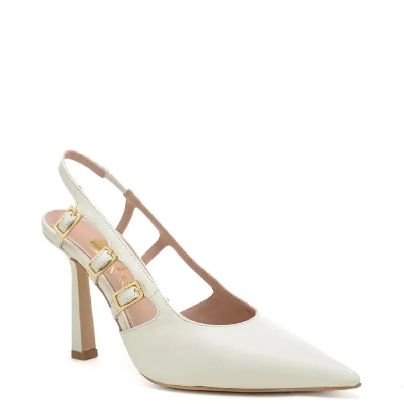 scarpe da donna chanel con tre fibbie laterali bianche miniatura 3