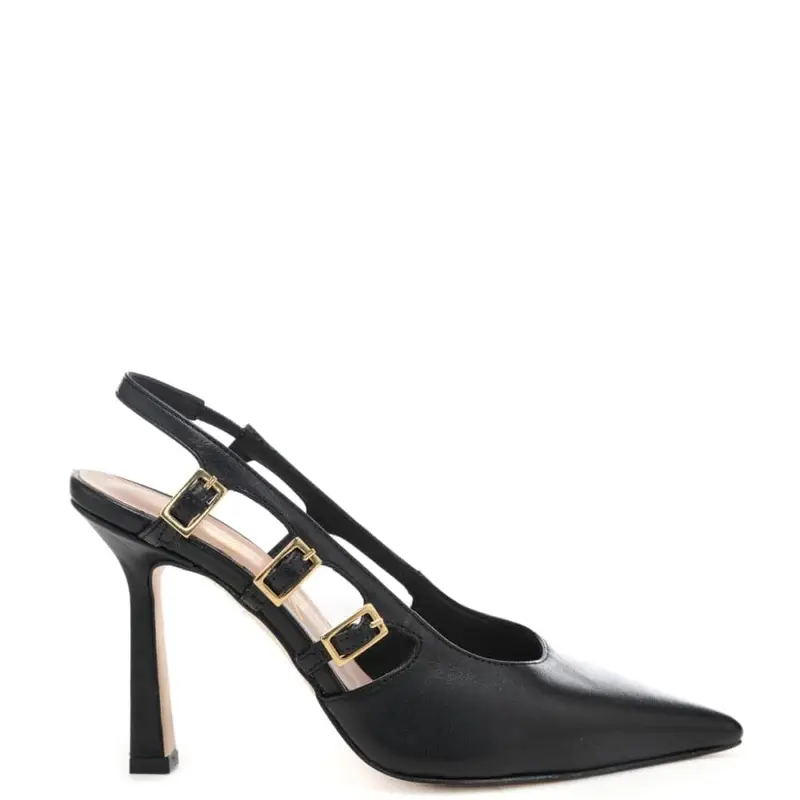 scarpe da donna chanel con tre fibbie laterali nere