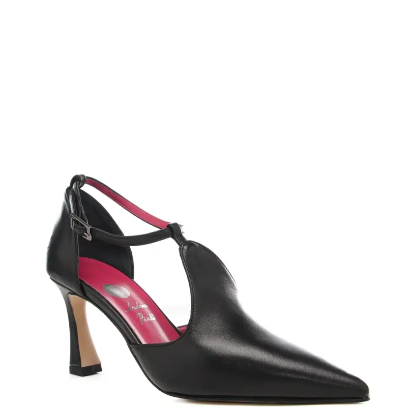 scarpe da donna con cinturino alla caviglia collegato alla parte frontale nere miniatura 2